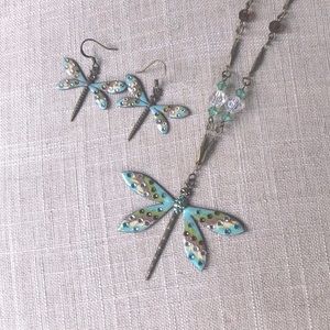 SWAROVSKI CRYSTALS dragonfly necklace set.